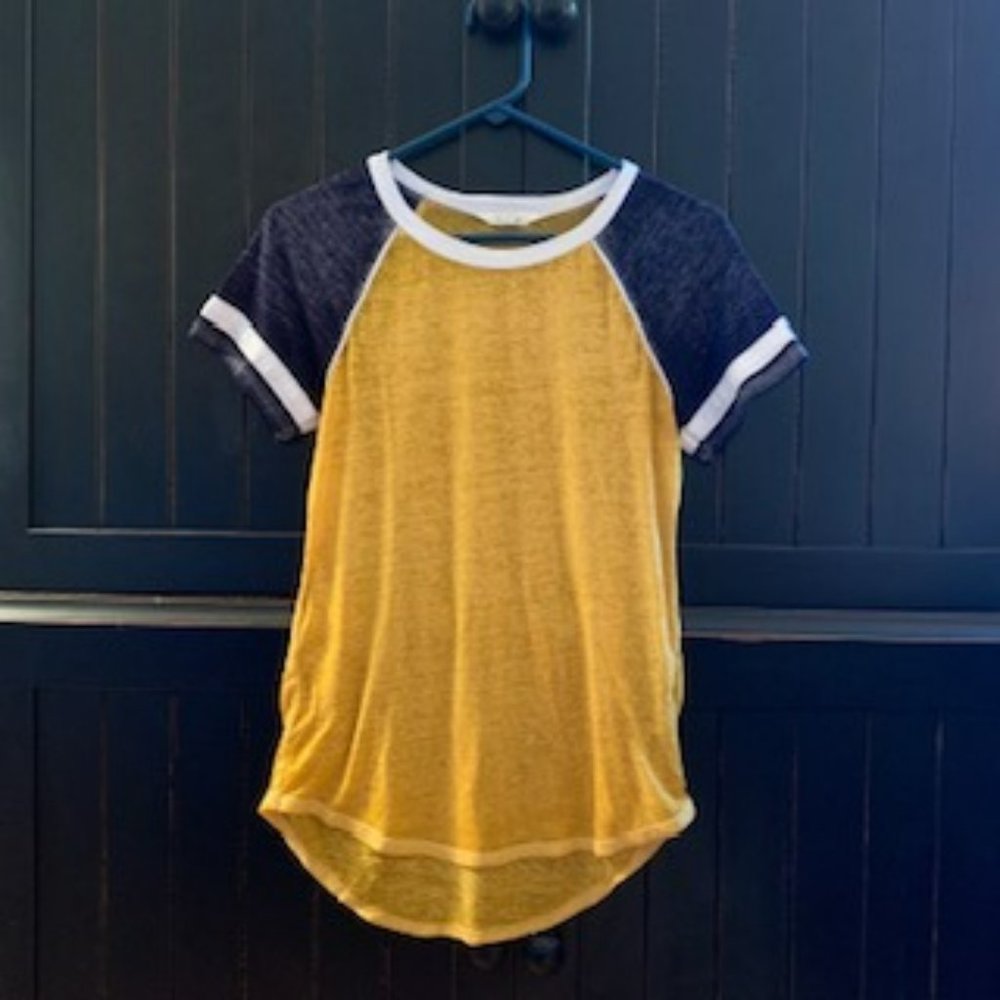 Blue and Gold Urbanology Burnout Baseball T-Shirt